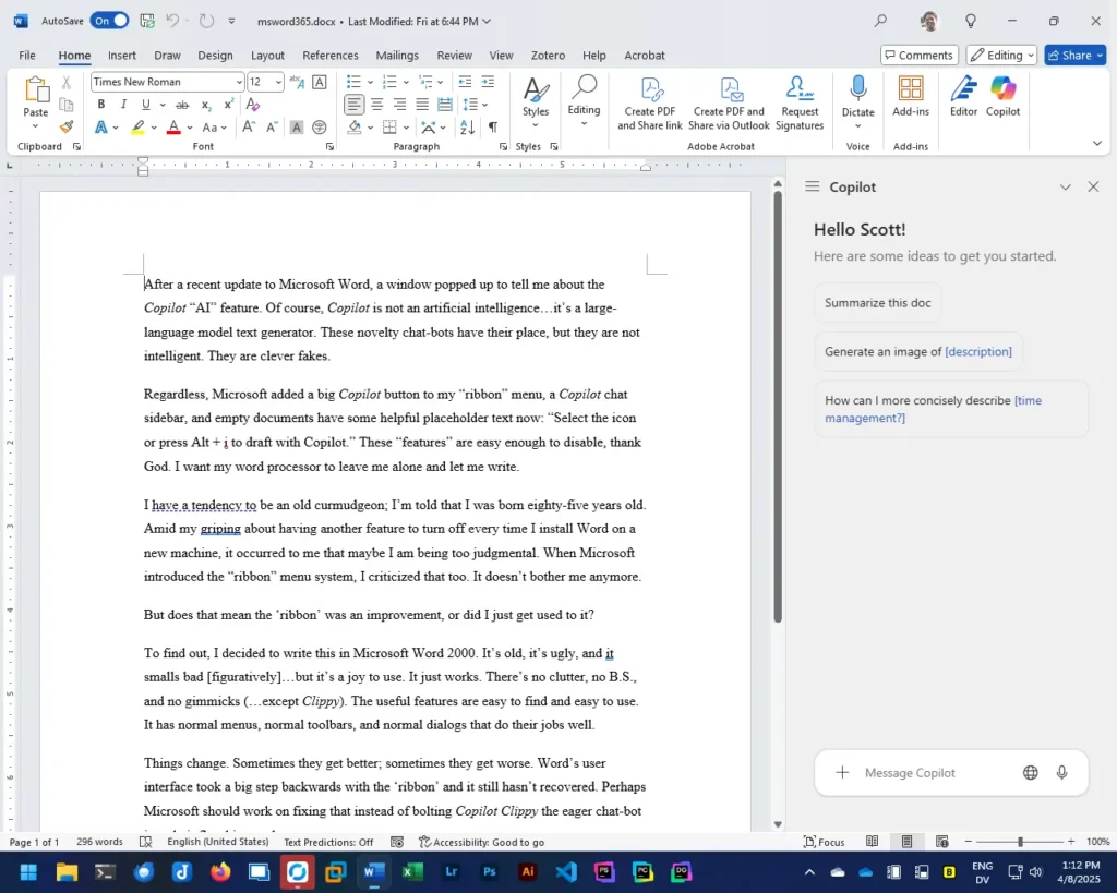 Word 365 on Windows 11