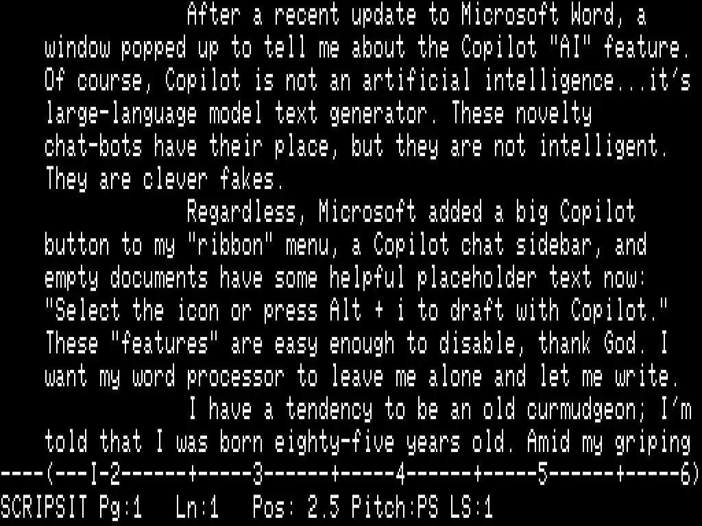Scripsit on Radio Shack TRS-80